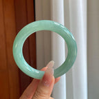 糯冰蓝晴底翡翠圆条手镯（55.5mm（yc274569）