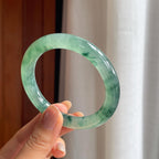 冰种飘花翡翠圆条手镯（55.5mm）（yc412137）
