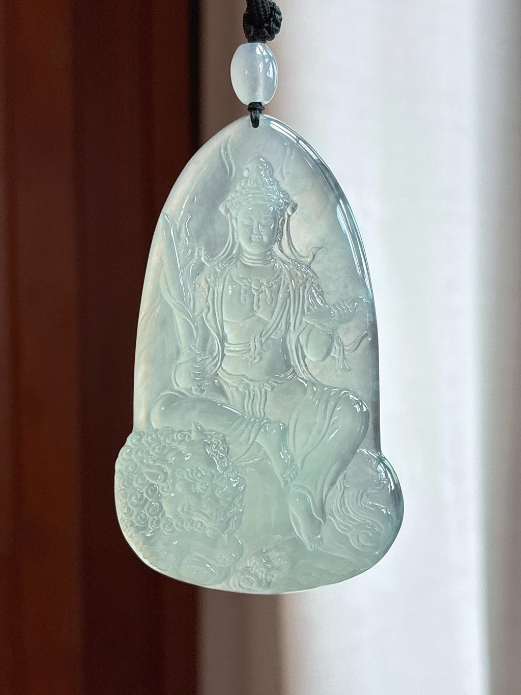 冰种晴底文殊菩萨 天然缅甸A货翡翠（yc453143）