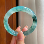 冰种飘花翡翠平安镯（54mm)（yc345581）