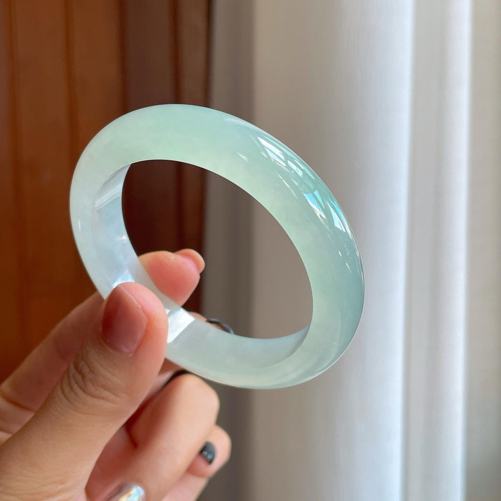 糯冰晴底翡翠平安镯（53.7mm）（yc278052）