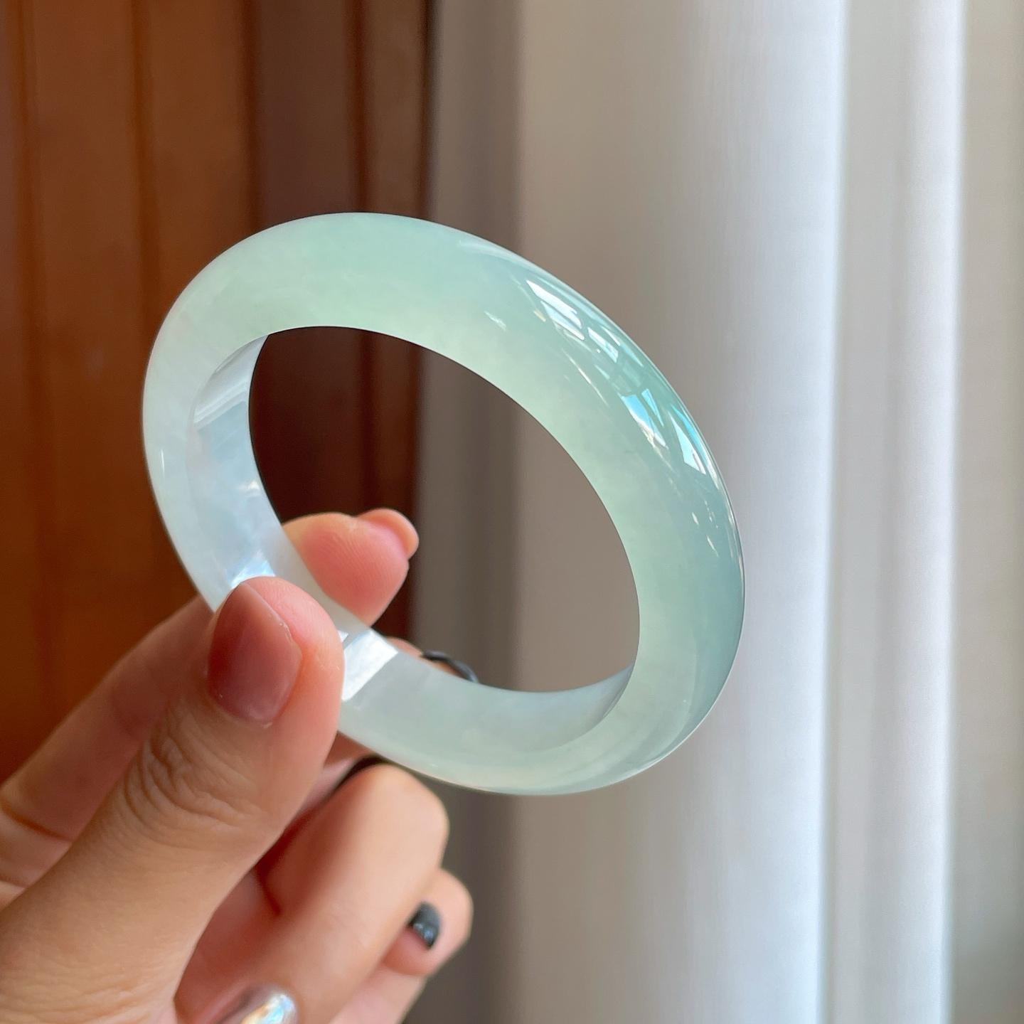 糯冰晴底翡翠平安镯（53.7mm）（yc278052）