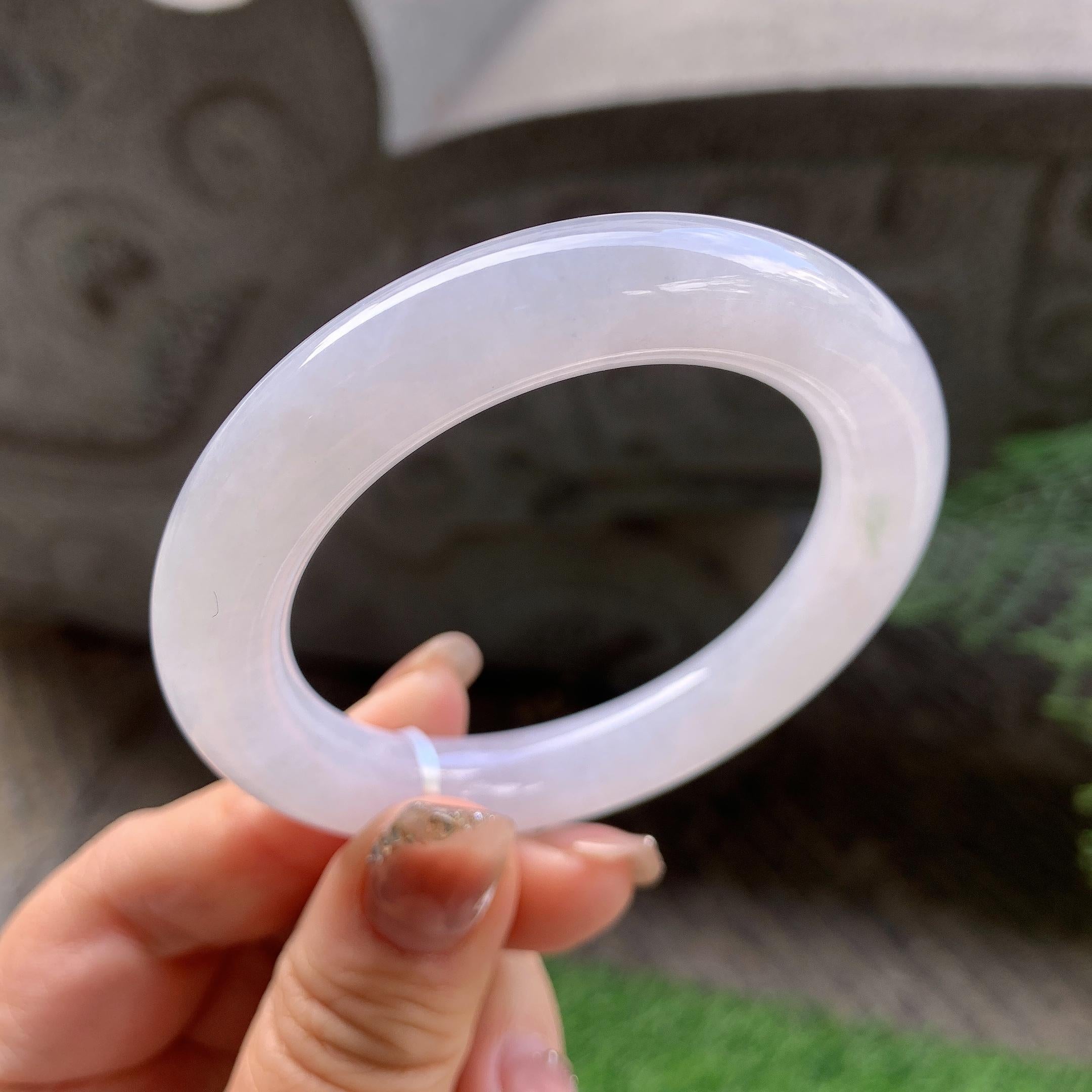 细糯种无色圆条手镯（50.5mm）（yc293331）