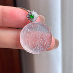 18k金镶冰玻种雪花棉翡翠无事牌天然缅甸A货翡翠（yc440190）
