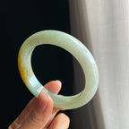 糯冰黄翡翡翠平安镯（58mm)（yc323256）