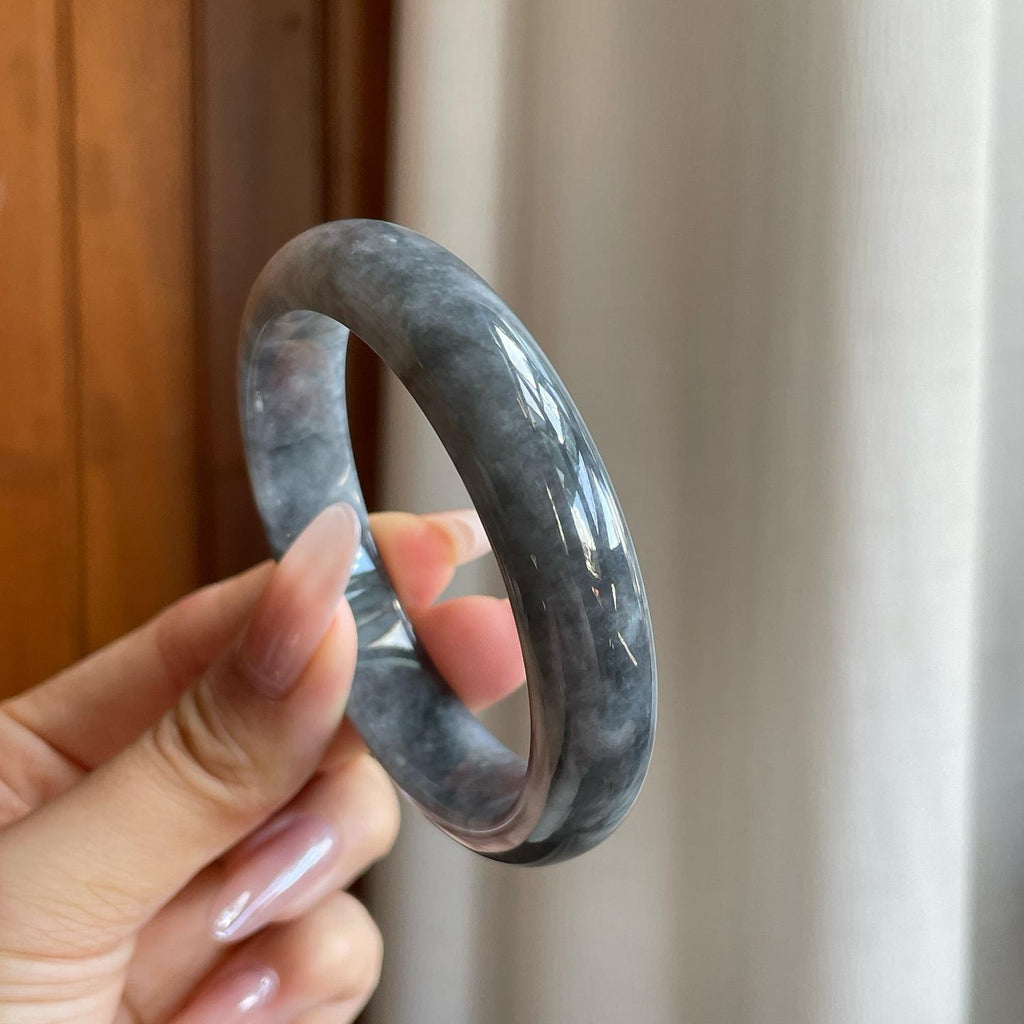 糯种乌鸡翡翠平安镯（57mm）（yc278072）