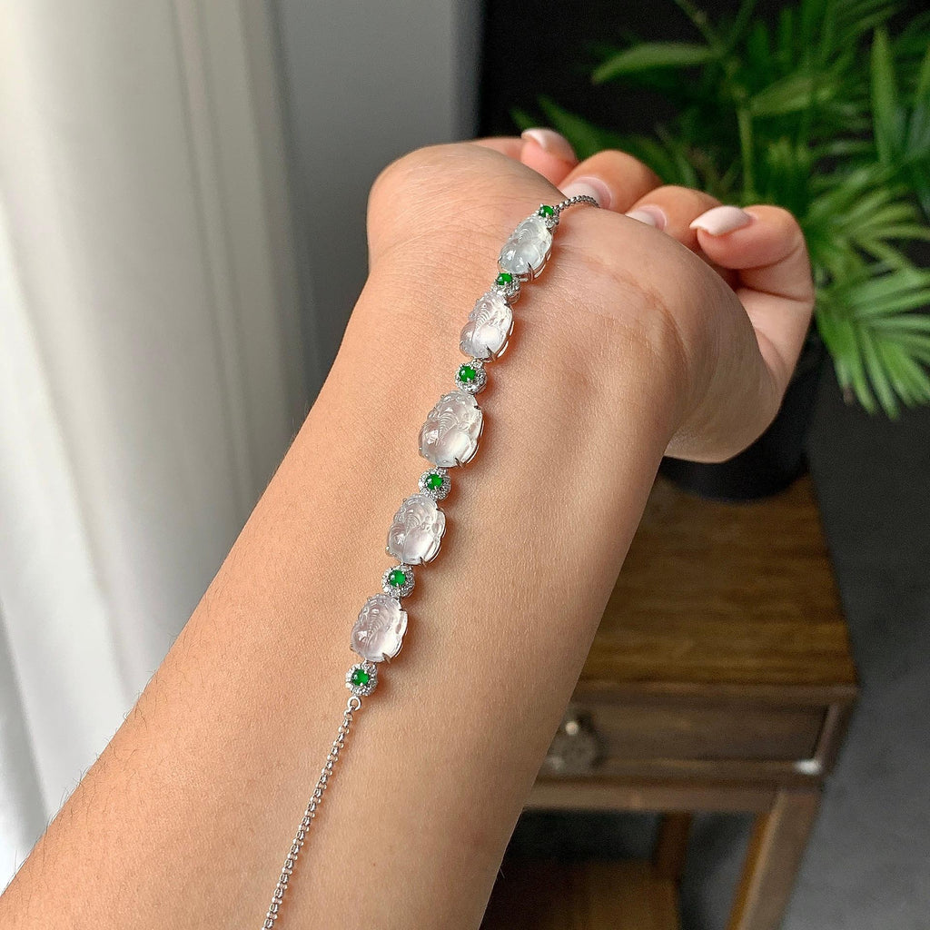 18k金冰种无色貔貅手链（yc233834）