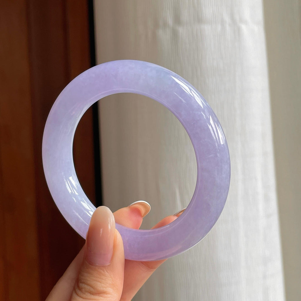 冰种紫罗兰翡翠胖圆条手镯（55mm)（yc414708）