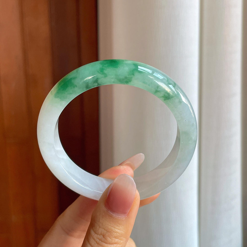 糯冰飘花翡翠平安镯（55mm）（yc310375）