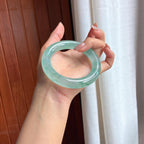 大圈口 高冰种晴底飘花圆条手镯 59圈 天然缅甸A货翡翠（yc454272）
