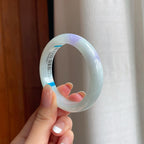 糯冰带紫翡翠平安镯（52mm)（yc374212）