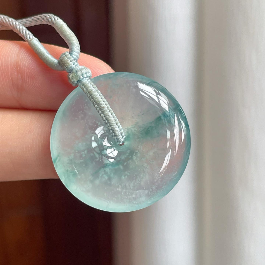 冰种飘花翡翠平安扣（yc248536）