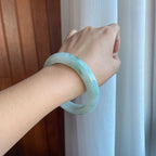 糯冰飘花翡翠平安镯（63mm）（yc266483）