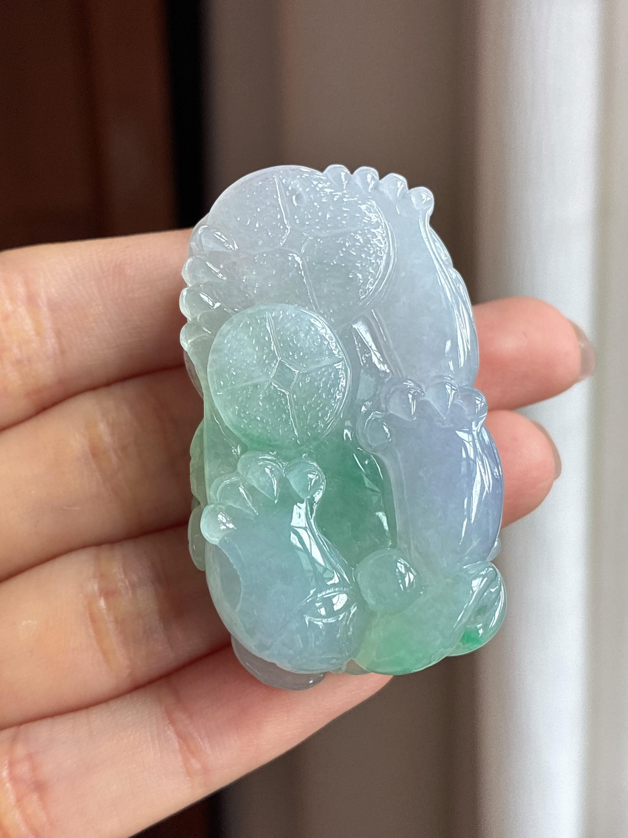 糯冰春带彩翡翠貔貅天然缅甸A货翡翠（yc436963）