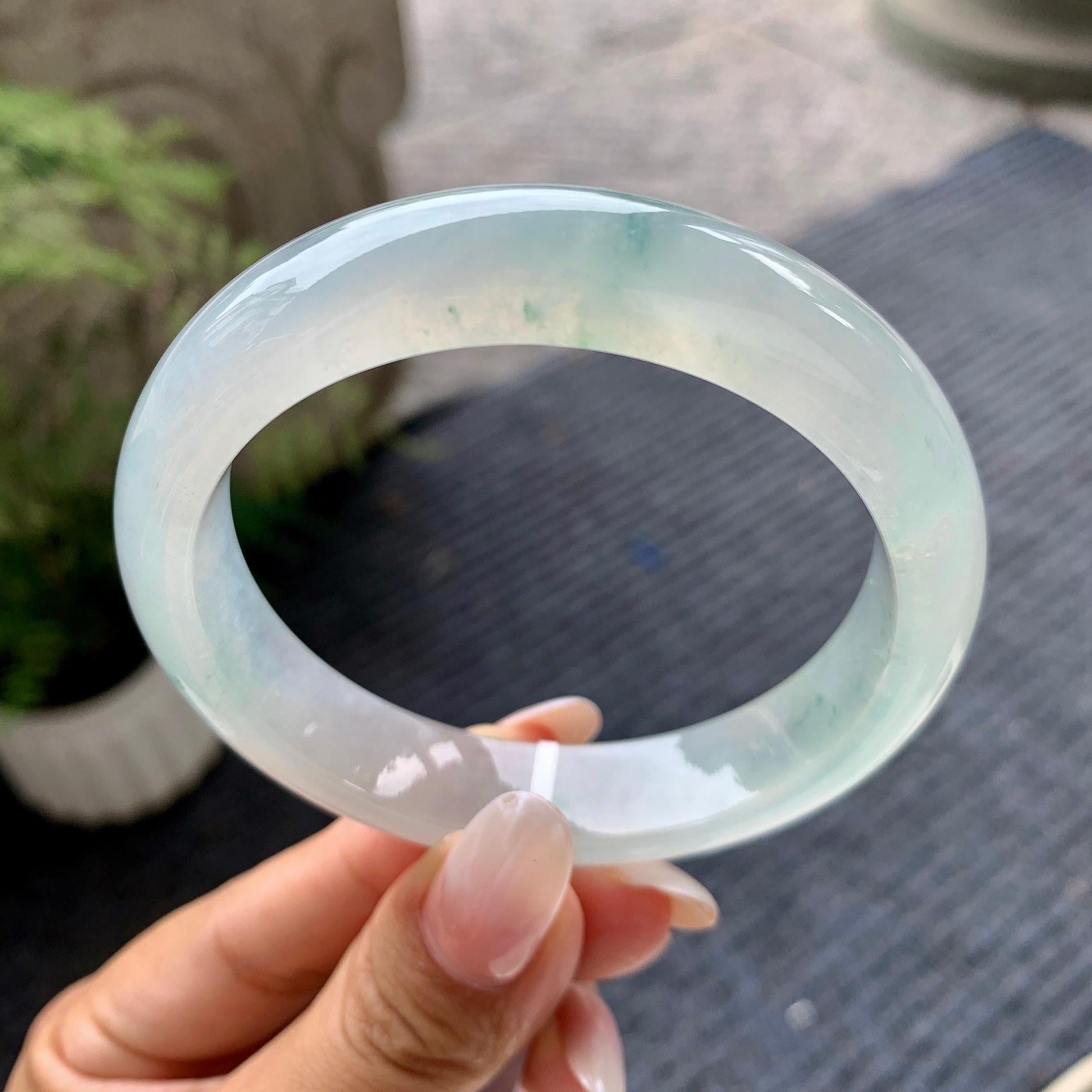 糯冰种飘花平安镯（57.7mm）（yc196497）