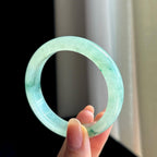 冰种飘花翡翠平安镯（53.2mm)（yc329527）