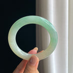 糯冰黄加绿翡翠圆条手镯（57mm）（yc419721）