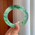 冰种飘花翡翠圆条手镯（56mm）（yc312989）