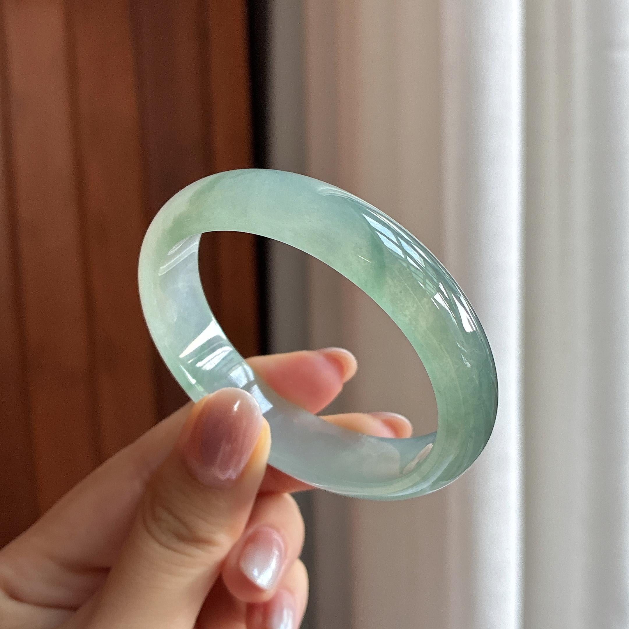 冰种飘花贵妃镯 52圈 天然缅甸A货翡翠（yc507464）