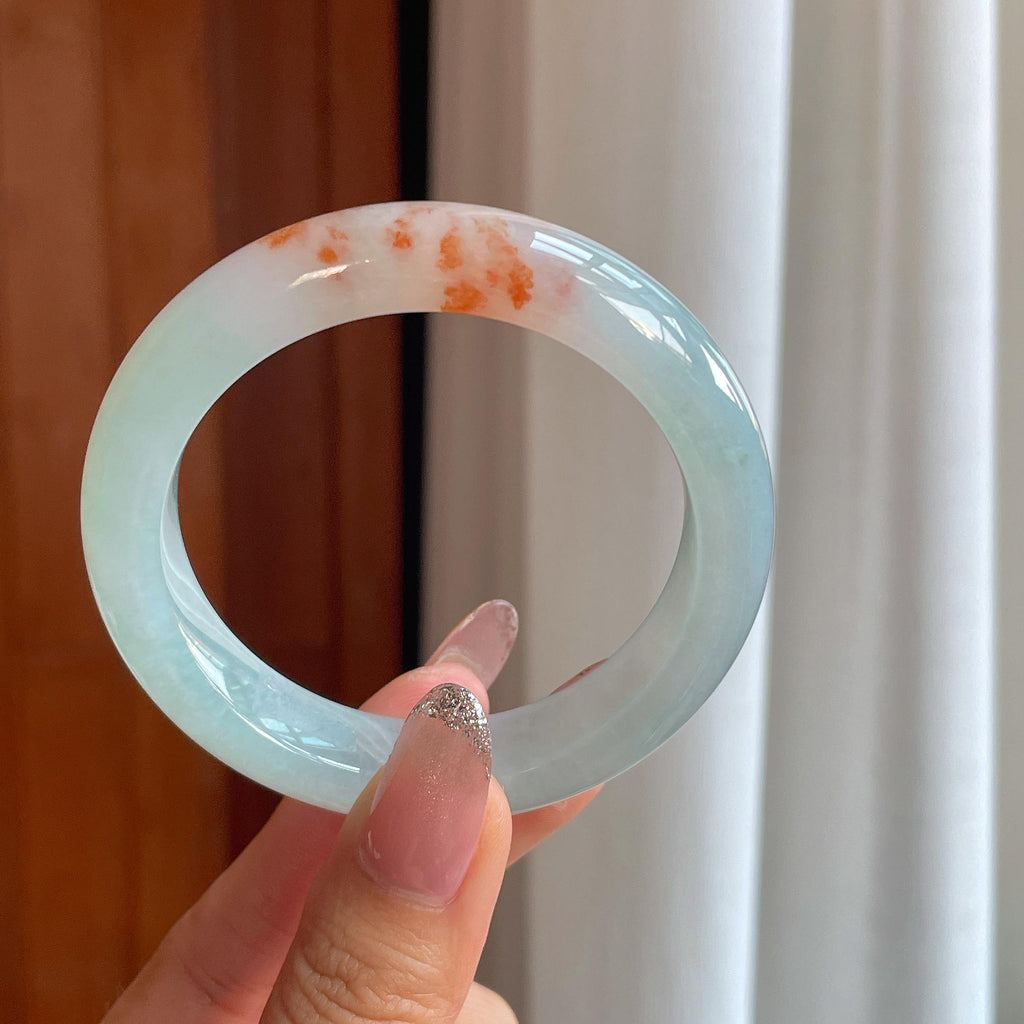 糯冰红翡特色翡翠平安镯（54mm）（yc356520）