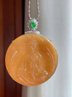 18k金镶冰种黄翡翡翠观音（yc248491）