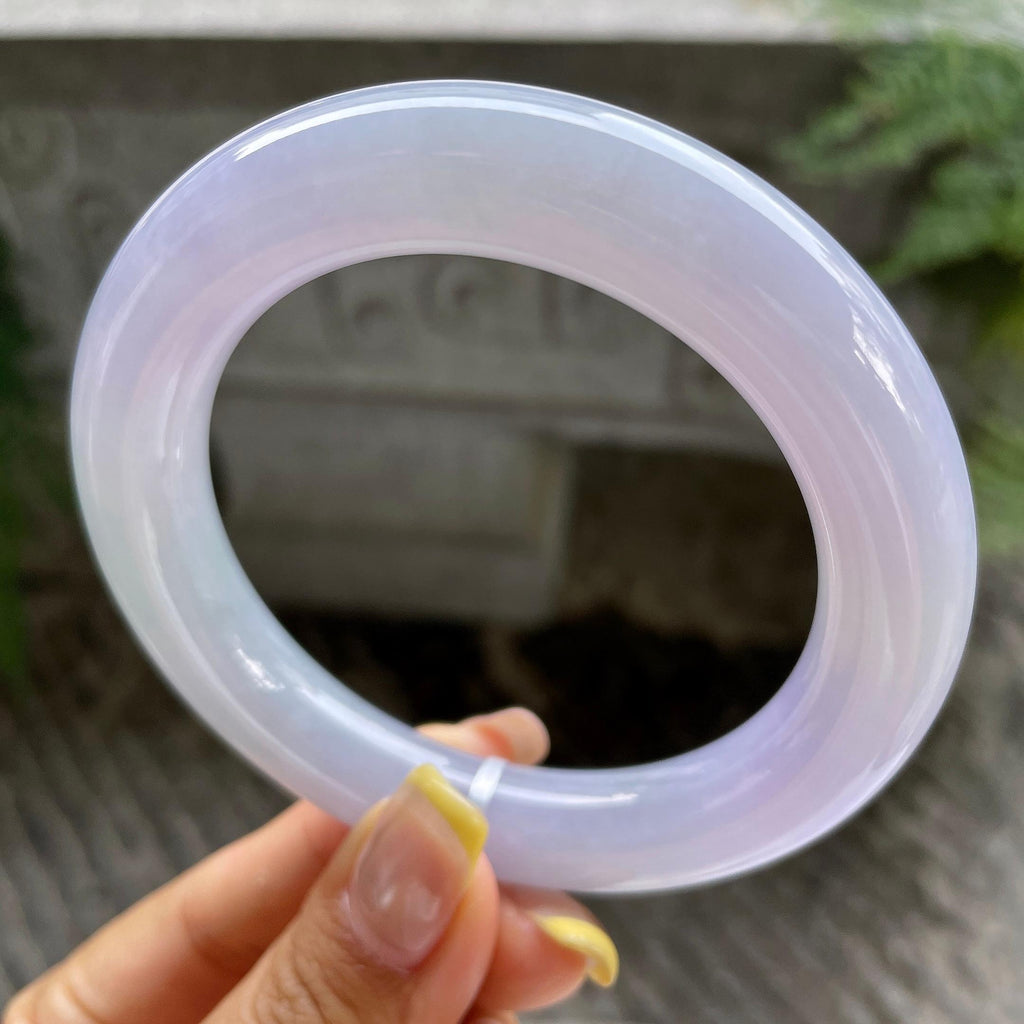 大圈口    细糯种紫罗兰圆条手镯59.1圈       天然缅甸A货翡翠（yc390016）