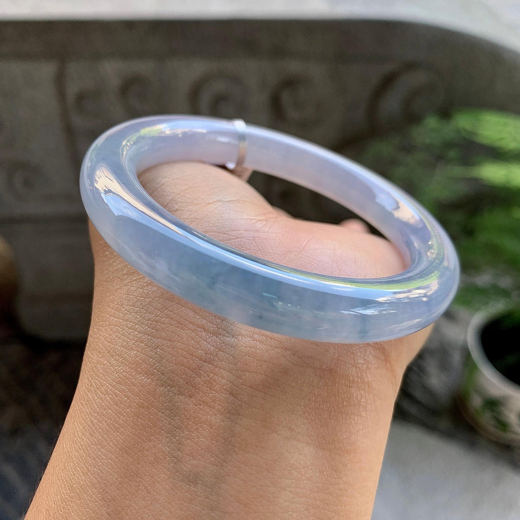 糯冰种紫罗兰圆条手镯（53mm）