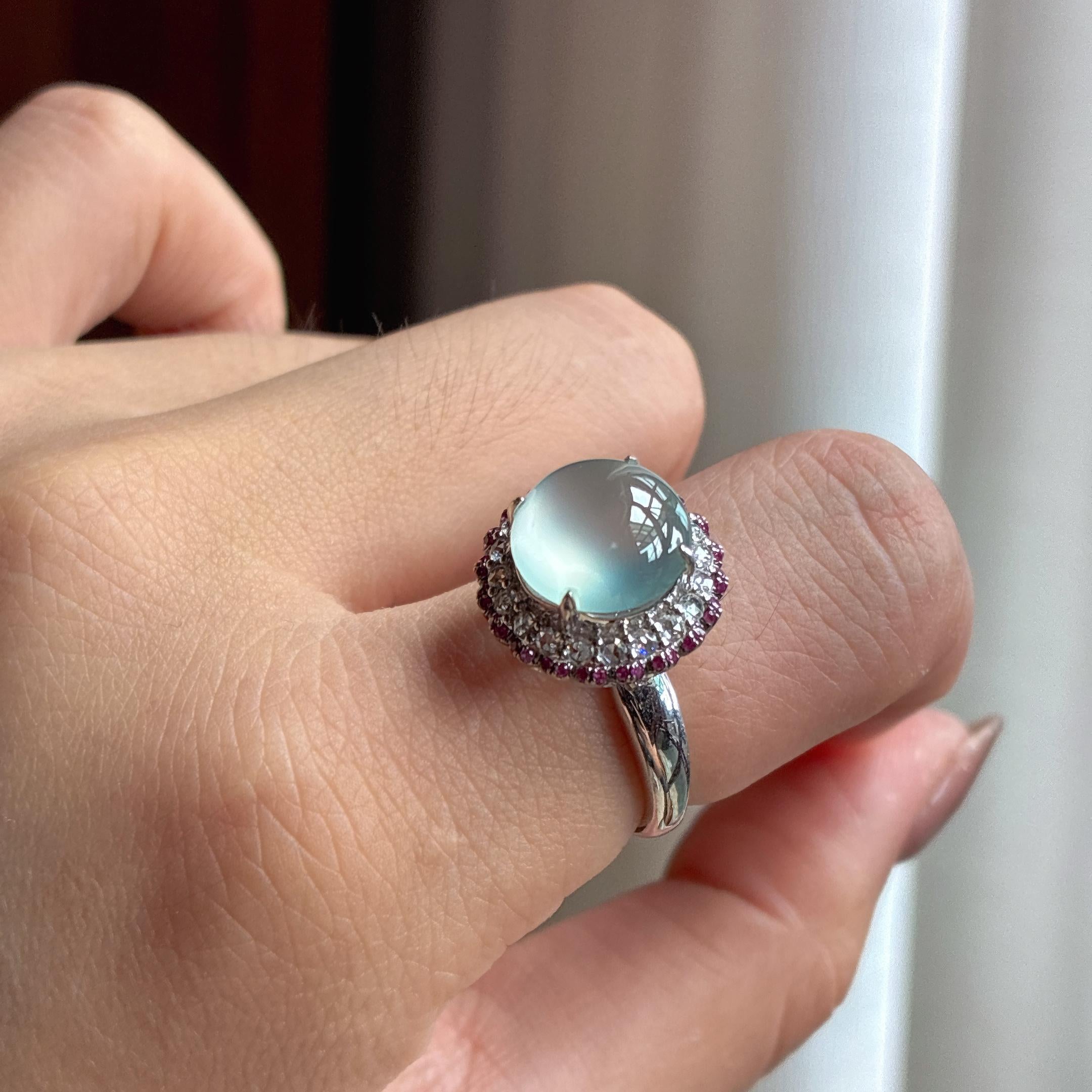 Nhẫn Ngọc Phỉ Thúy Thiên Nhiên Miến Điện Loại A 18k Vàng Khảm Băng Bột Chủng Khởi Quang (yc450085)