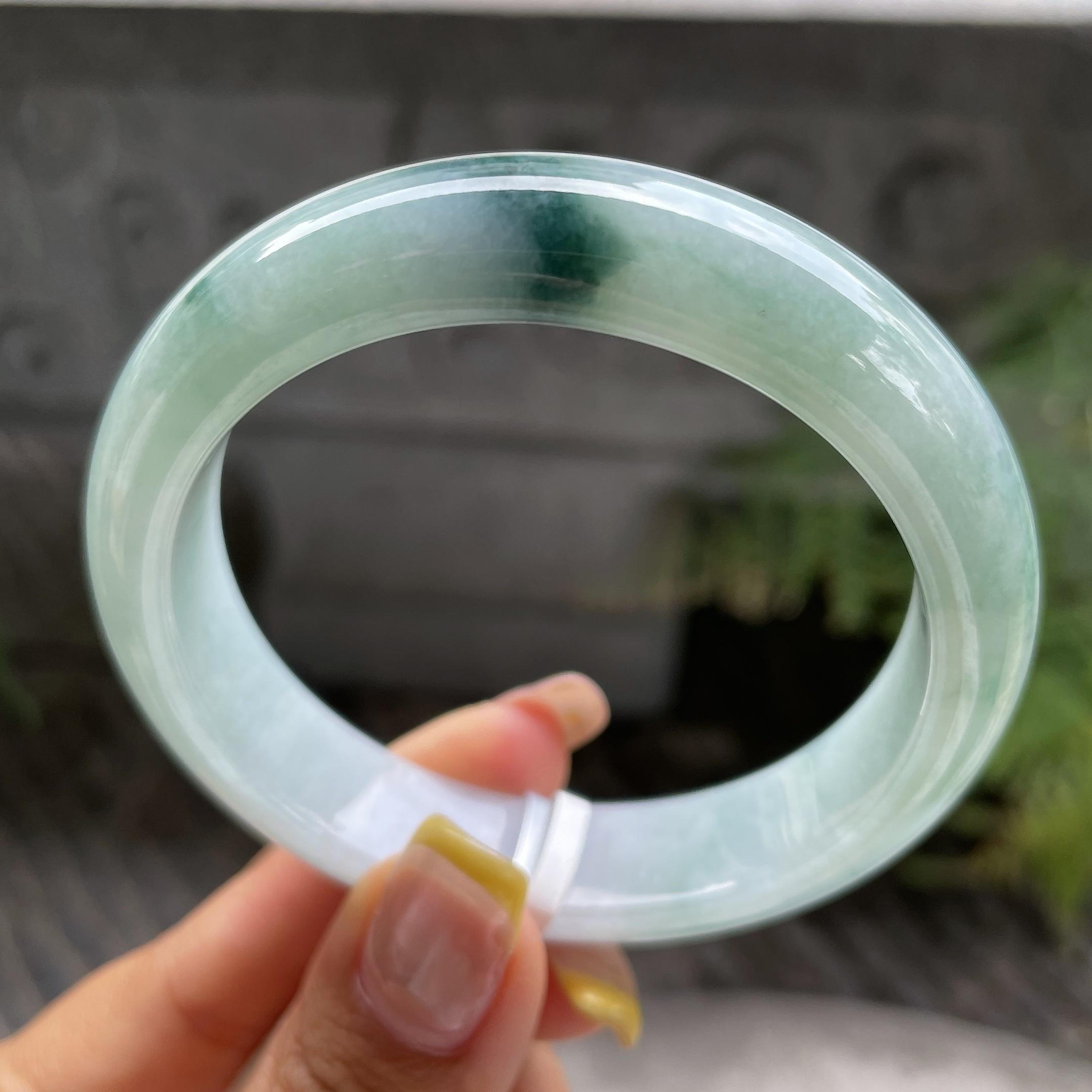 细糯种飘花正圈平安镯56圈       天然缅甸A货翡翠（yc387393）