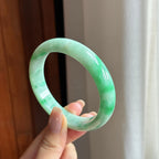 糯冰带色翡翠平安镯 57圈（yc436478）