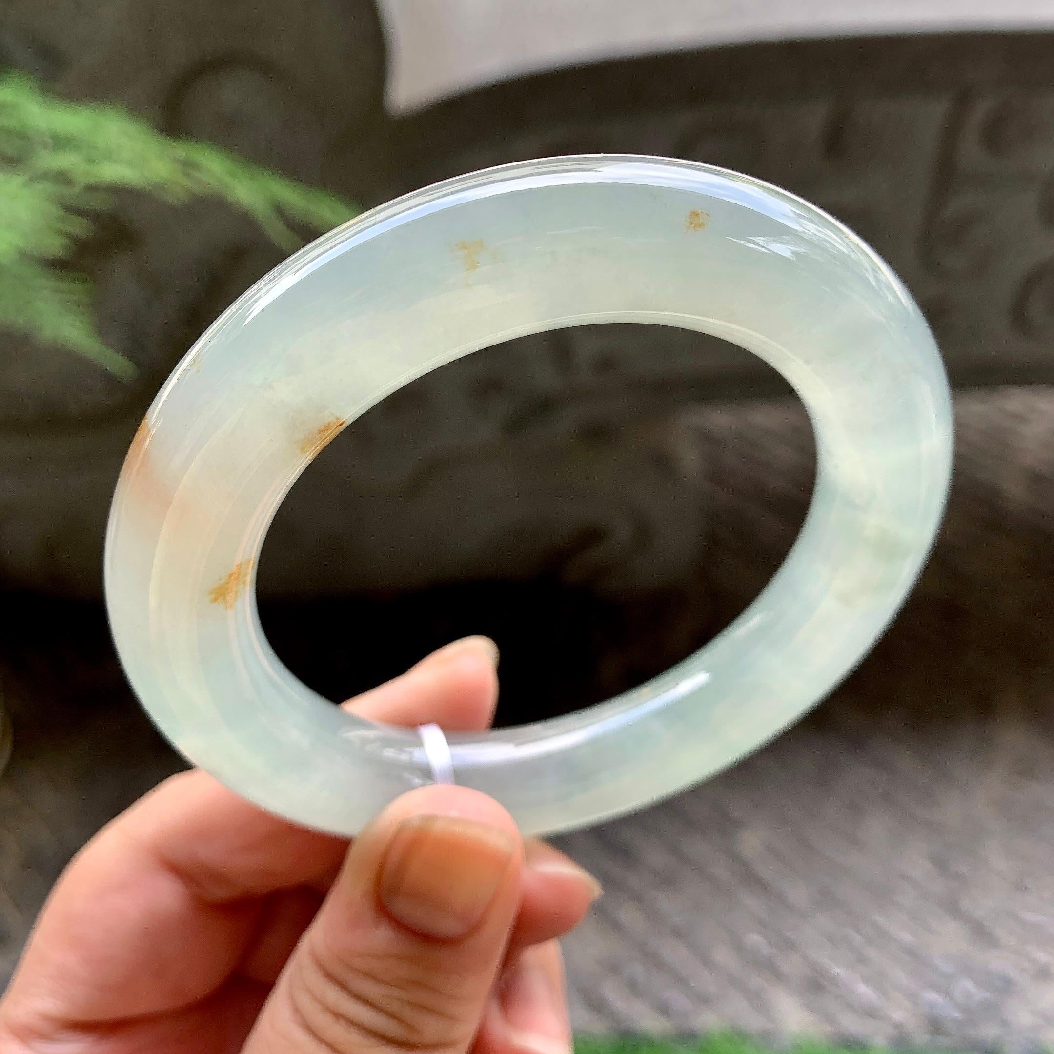 糯冰种飘红翡圆条手镯（57mm）（yc195348）