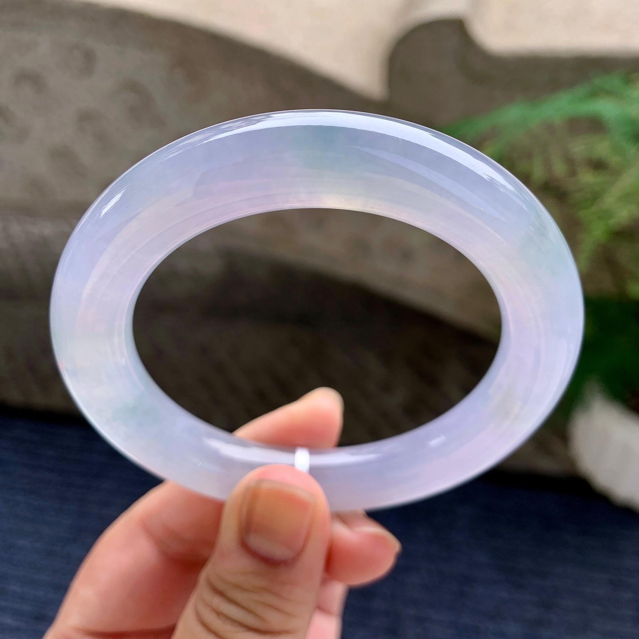糯冰种紫罗兰圆条手镯（55.8mm）（yc233913）