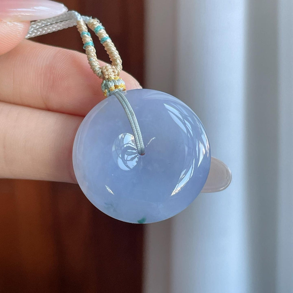 糯冰紫罗兰飘花翡翠平安扣（yc265748）