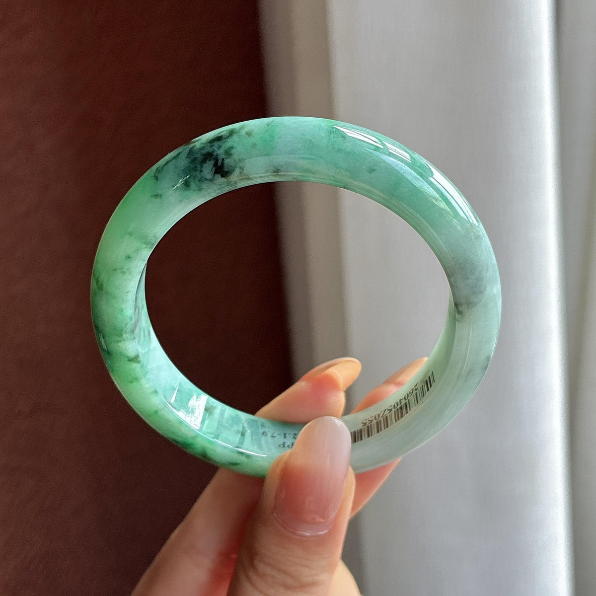 小圈口 细糯冰飘花正圈平安镯 53圈（yc774779）