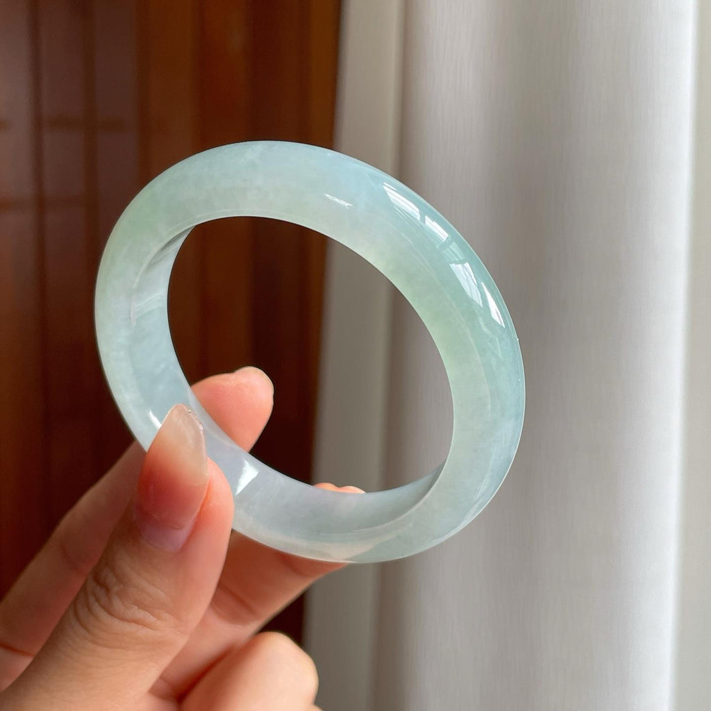 冰种蓝晴底翡翠平安镯（51.3mm）（yc344058）