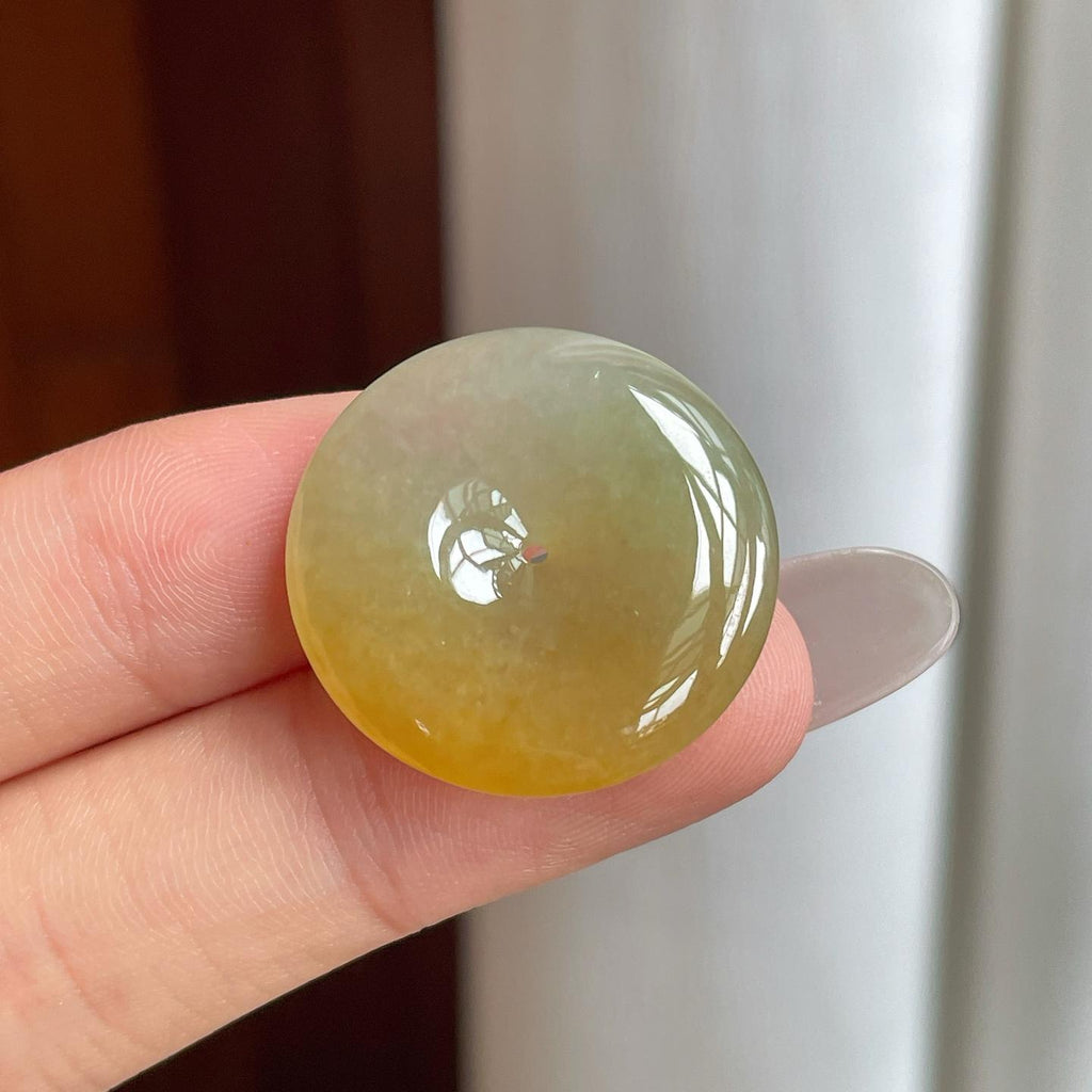 糯冰黄翡翡翠平安扣（yc261420）