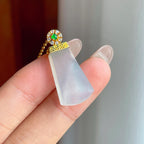 18k金镶冰种翡翠无事牌（yc244876）