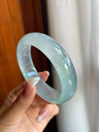 冰玻种蓝底翡翠平安镯（57.5mm）（yc220808）