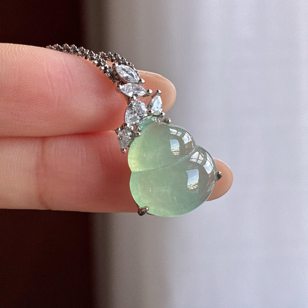 S925银镶糯冰晴底葫芦挂件（yc722778）
