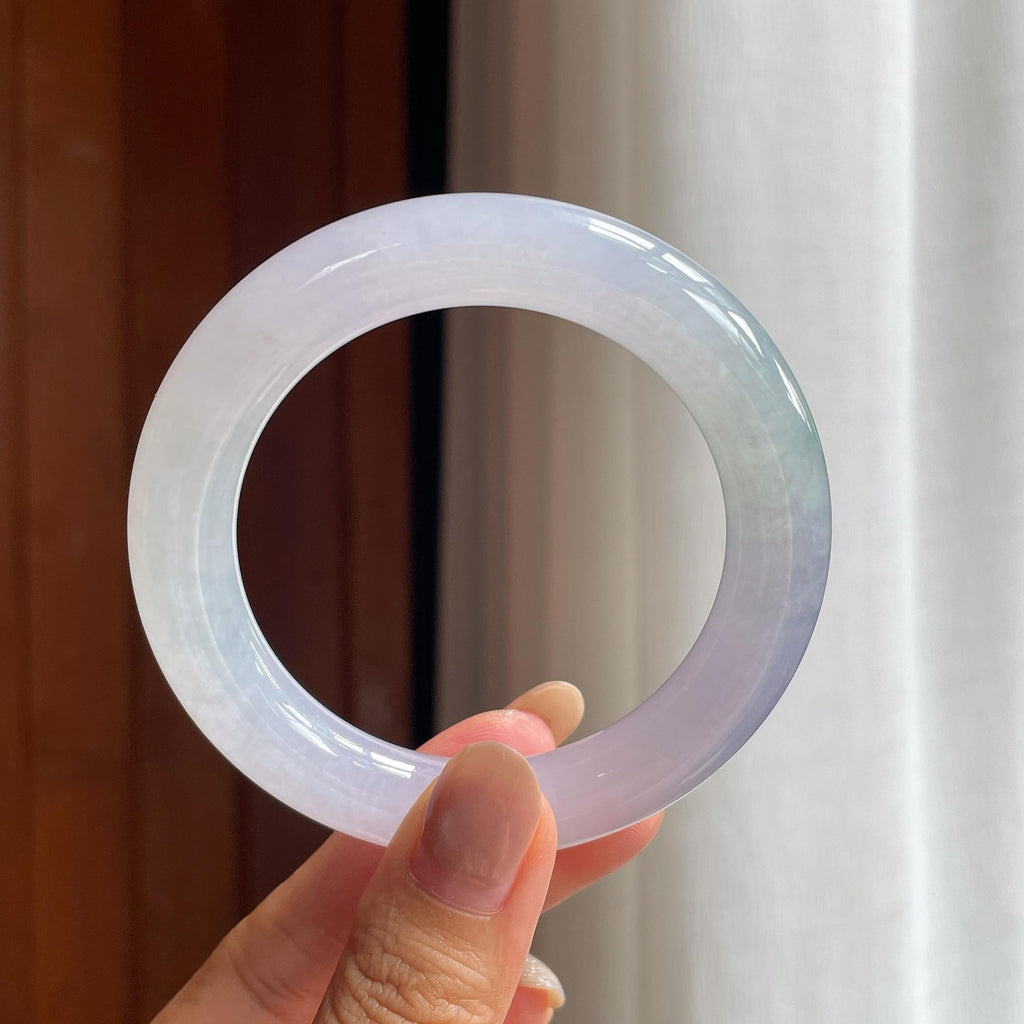 冰种淡春底翡翠圆条手镯（54.5mm）（yc424276）
