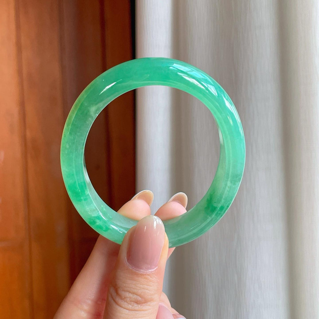 冰种满绿翡翠贵妃镯（54mm)（yc370381）