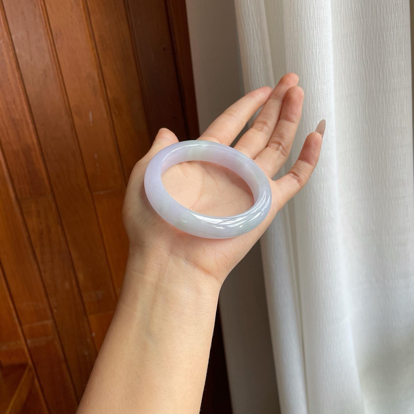 糯冰淡紫罗兰翡翠平安镯（55.5mm）（yc312925）