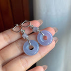 18k金钻镶冰种紫罗兰翡翠甜甜圈耳包（yc187351）