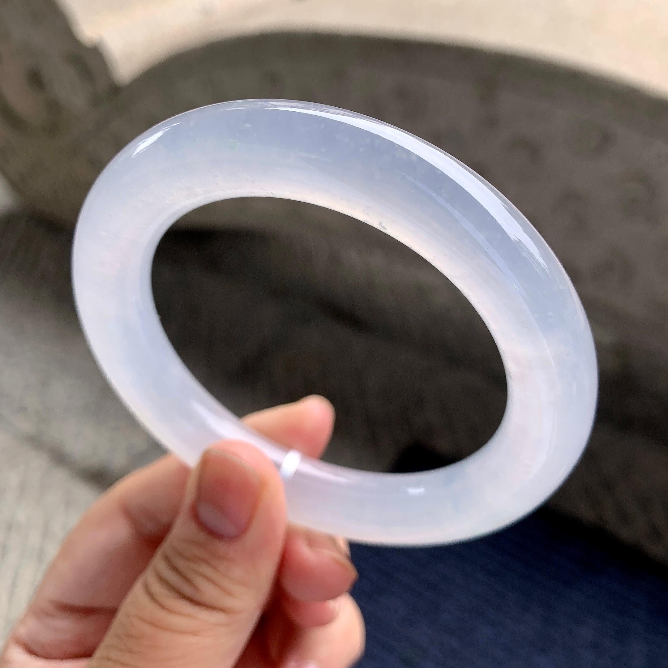 糯冰种无色圆条手镯（58mm）（yc228492）