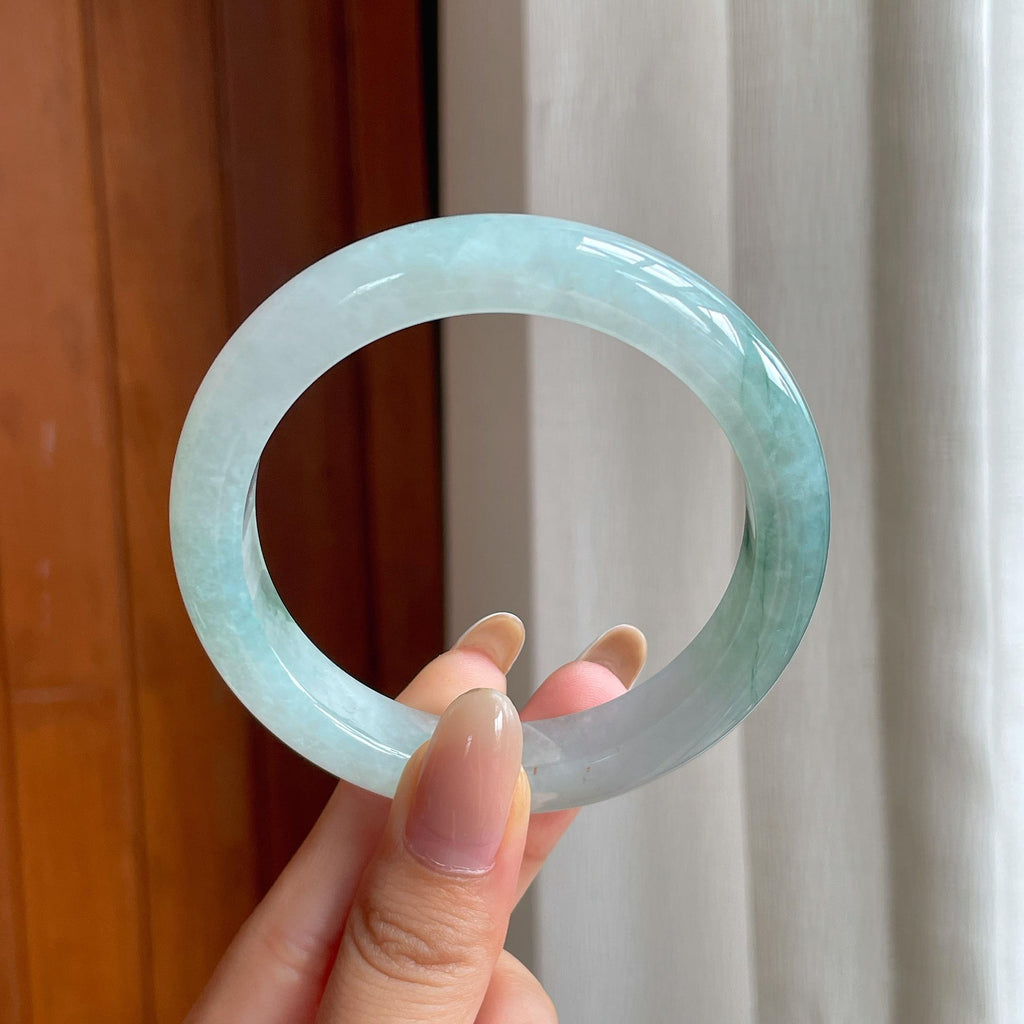 糯冰飘花翡翠平安镯（58mm)（yc414495）