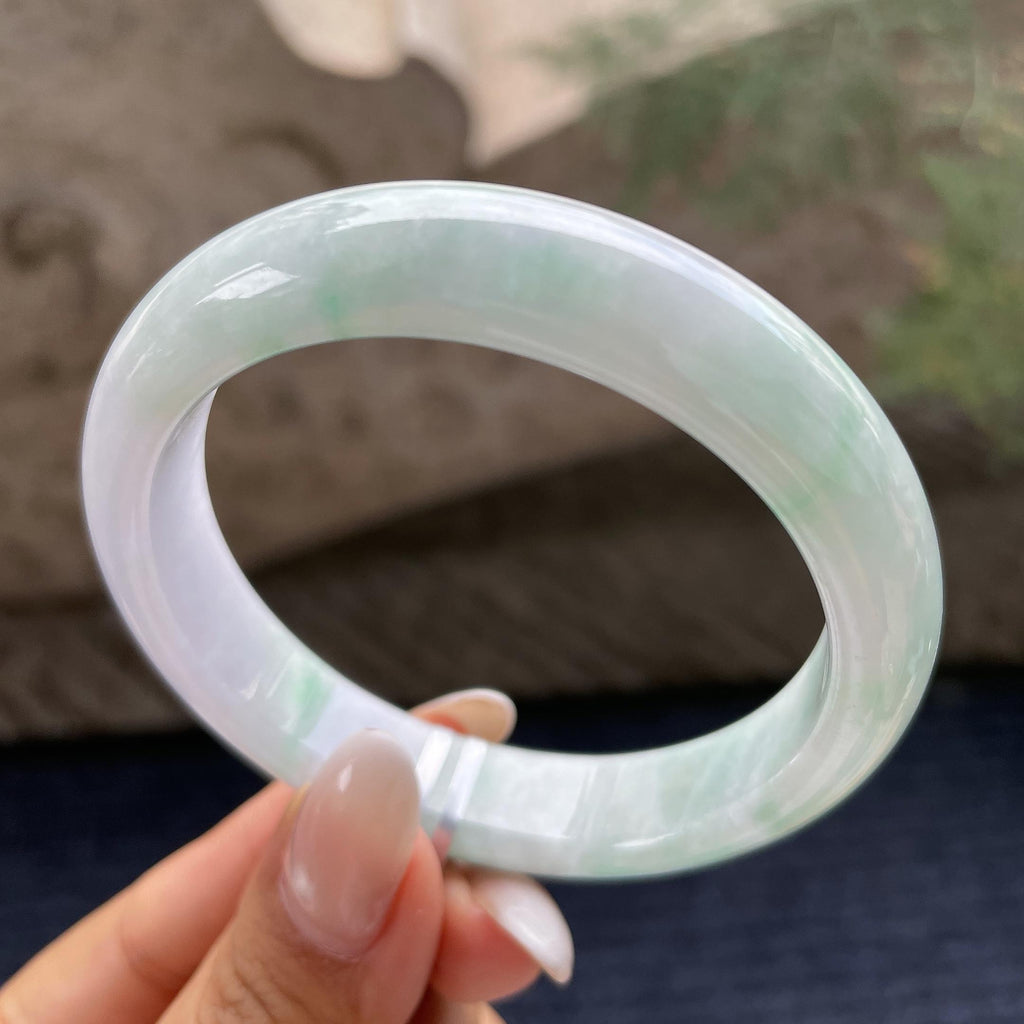 细糯种飘花正圈平安镯56.3圈      天然缅甸A货翡翠（yc421242）