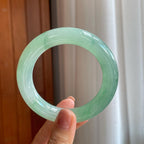 冰种晴绿底飘花翡翠圆条手镯（57mm）（yc279363）