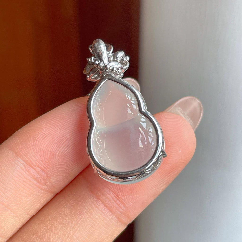 18k金镶冰种无色翡翠葫芦（yc244879）