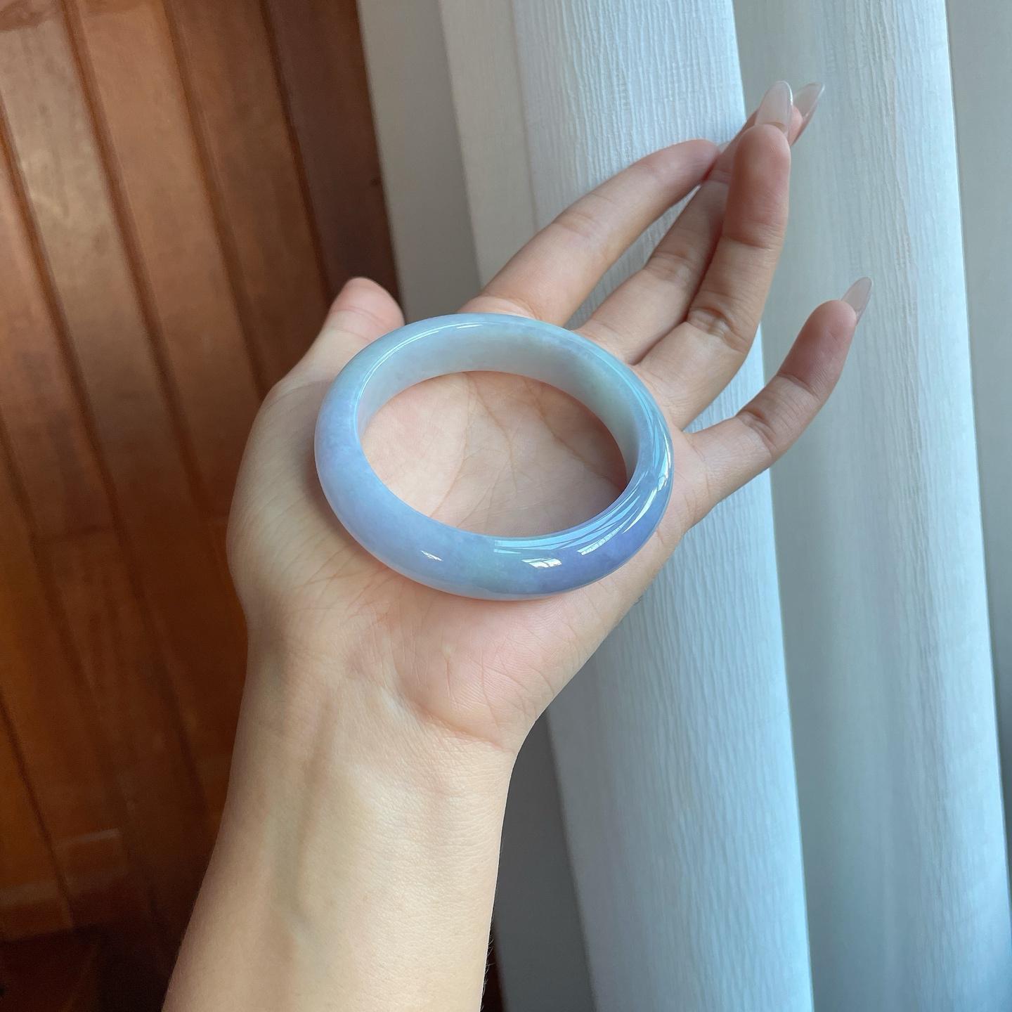 糯冰淡紫罗兰翡翠平安镯（53.3mm）（yc266490）