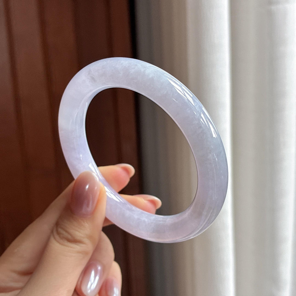 糯冰紫罗兰圆条手镯 53圈 天然缅甸A货翡翠（yc497849）